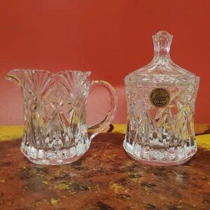 Vintage 1996 Crystal D'Arques Vincennes Creamer and Lidded Sugar FRANCE NIB